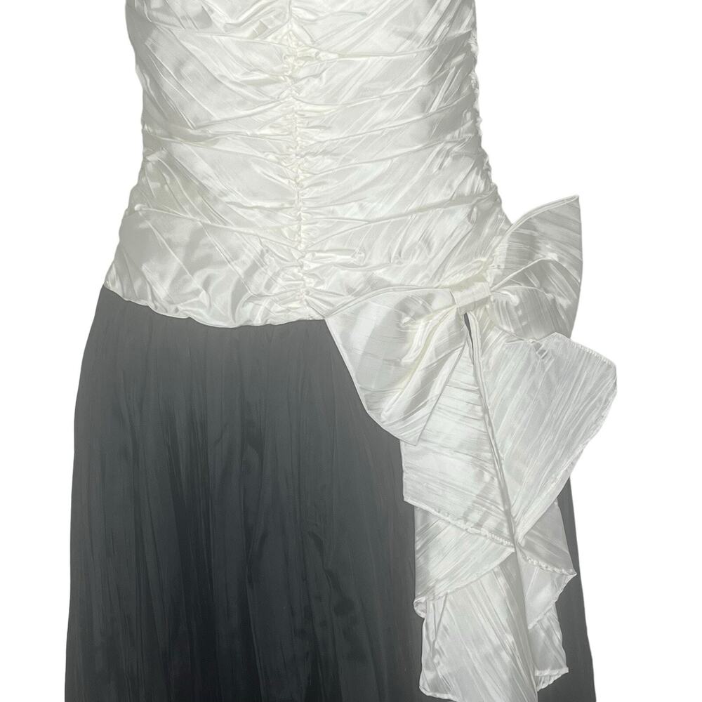Roberta California Vintage Gown 7/8 Taffeta Tulle Ruching Bow Black Ivory USA - Picture 7 of 16